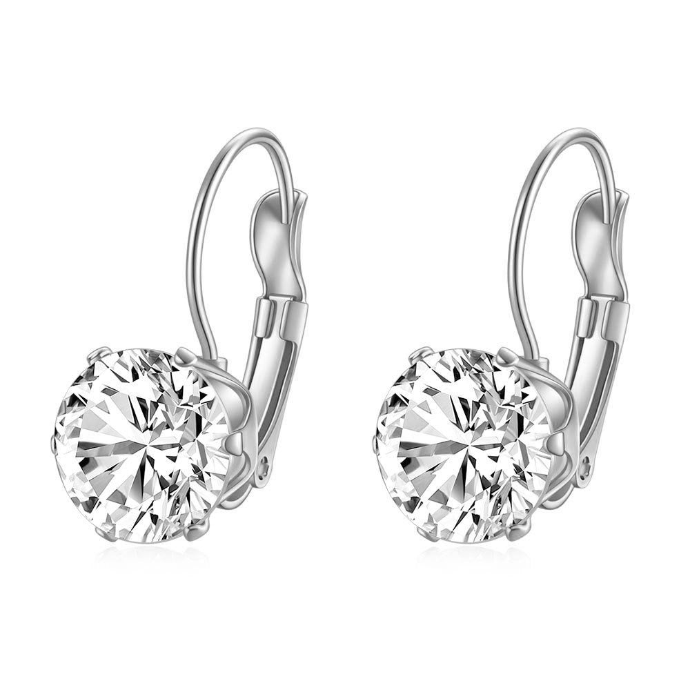 French Retro Buckle Zircon Earrings