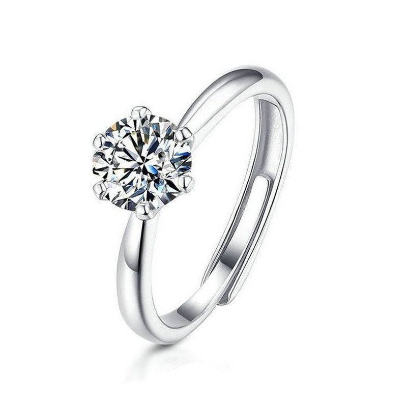 Simulation Of A Classic Six-prong Ring For Women Open Diamond Ring Niche Moissanite Ring