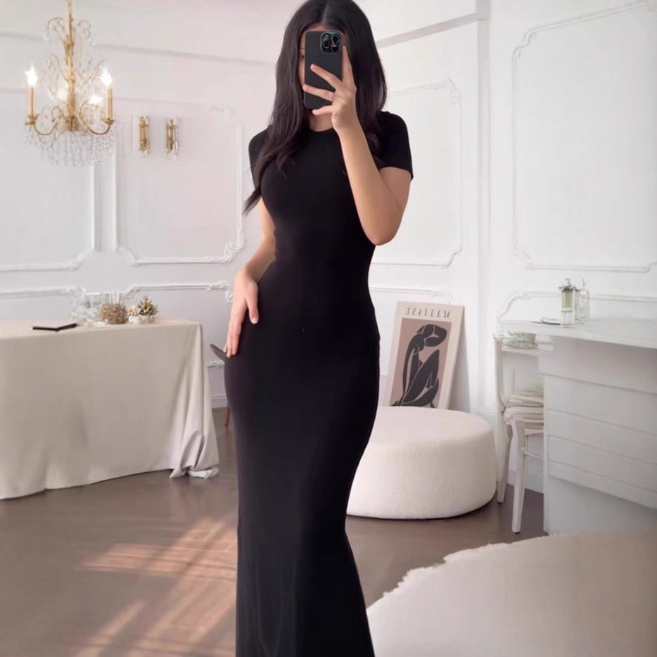 Women's Crew Neck Short Sleeve Maxi Dress