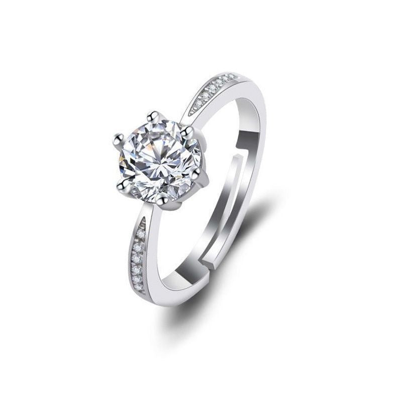 Simulation Of A Classic Six-prong Ring For Women Open Diamond Ring Niche Moissanite Ring