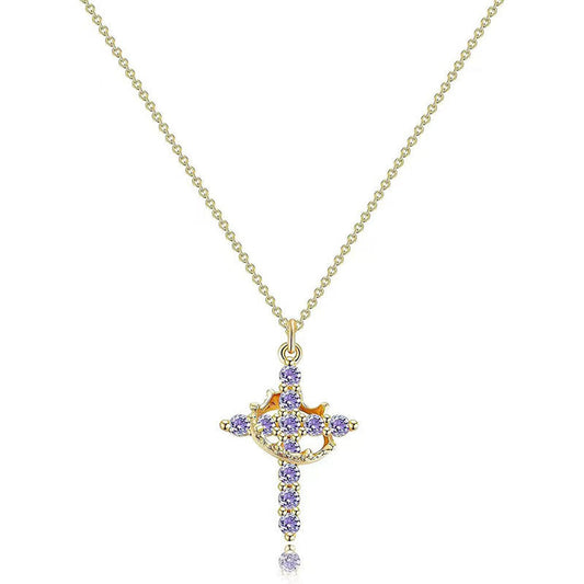 18K Real Gold Plated Copper Cross Necklace With Zircon  Stylish And Minimalist Design