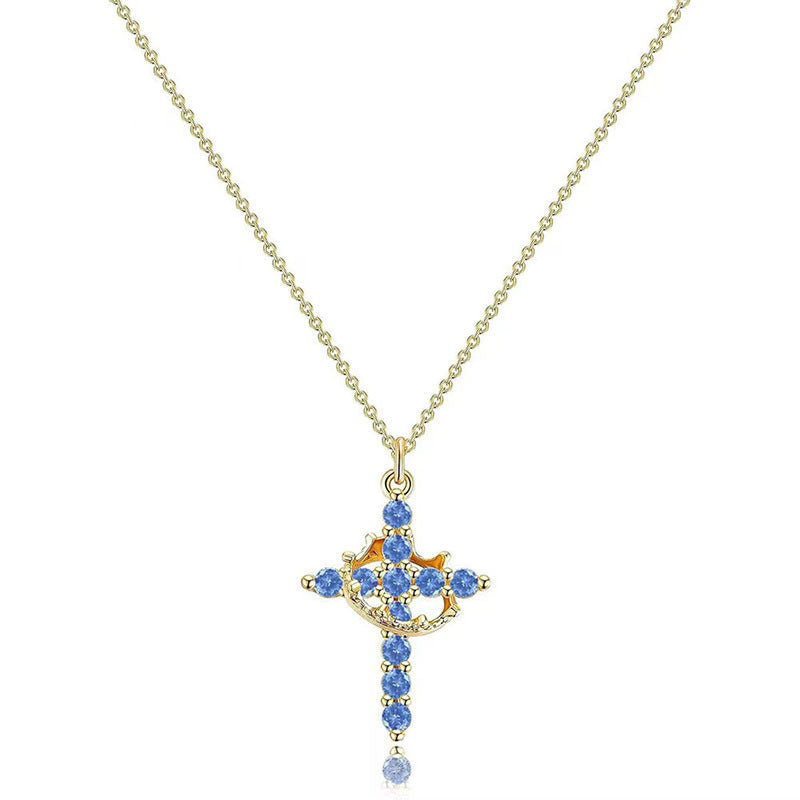 18K Real Gold Plated Copper Cross Necklace With Zircon  Stylish And Minimalist Design