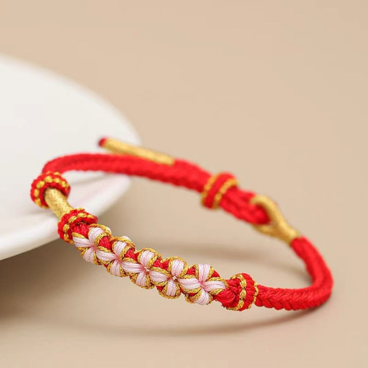 Snake Year Peach Blossom Knot Bracelet For Women Handwoven Wristband