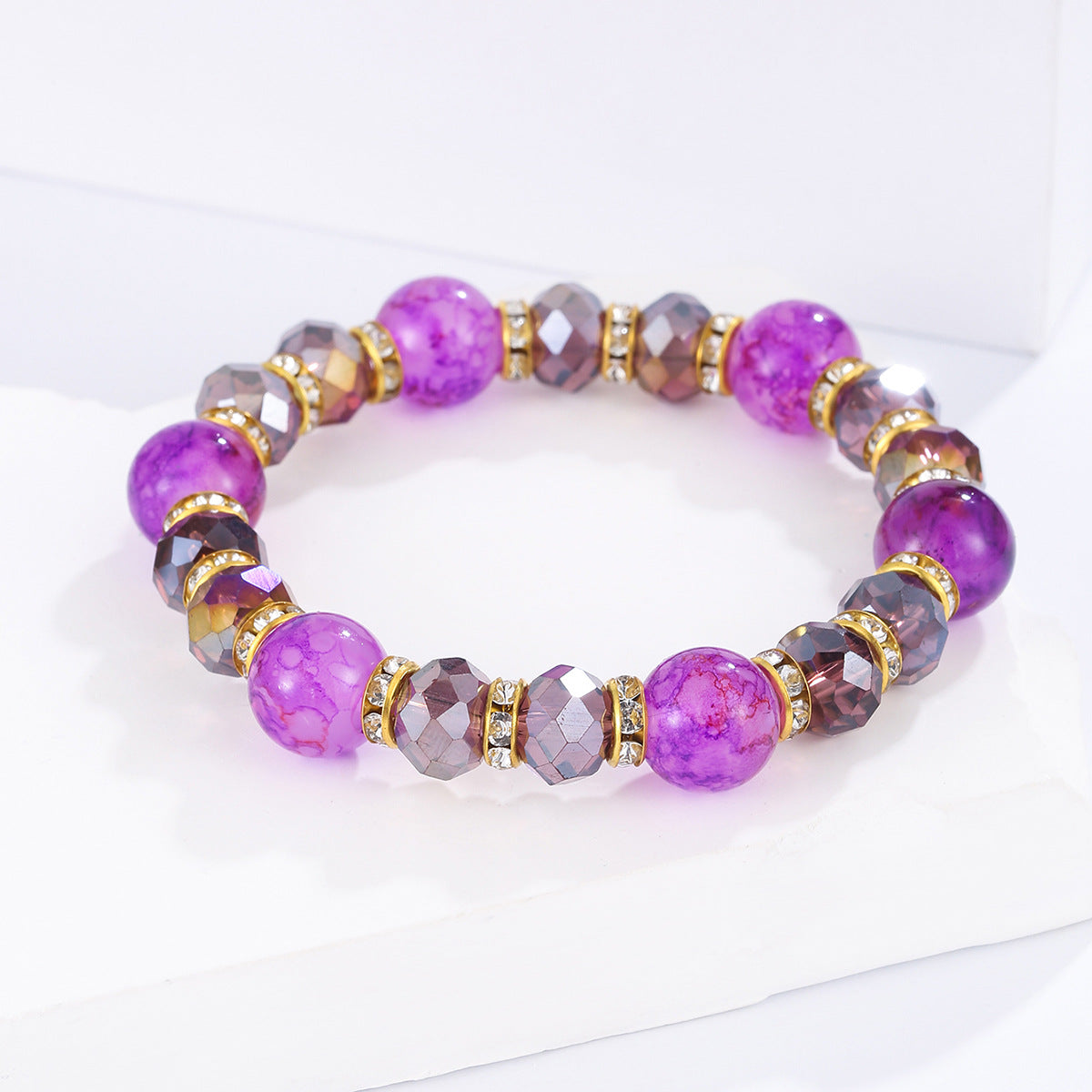 Colorful Glass Bead Crystal Beaded Bracelet